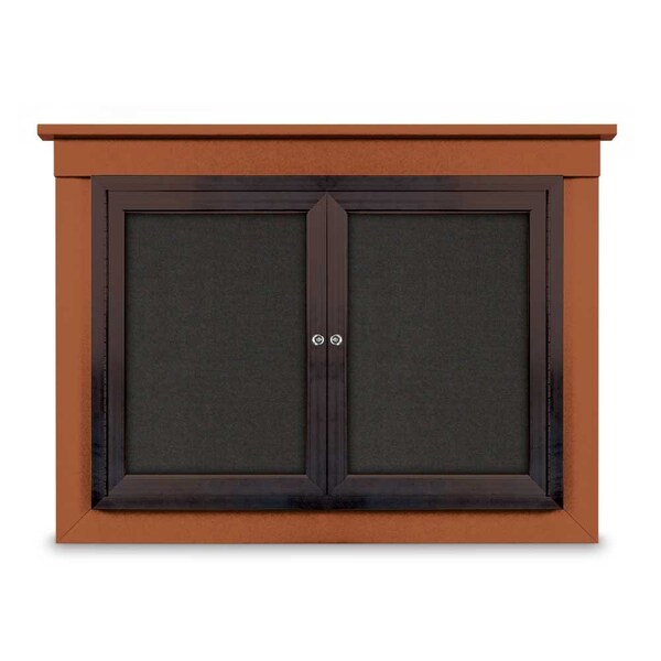 24"x36" 1-Door Enclosed Letterboard, Header, Blue Vinyl/Lt Oak